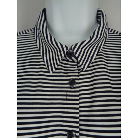 Ann Taylor Stripe Tab Roll Sleeve Button Shirt Size Medium - Picture 5 of 8